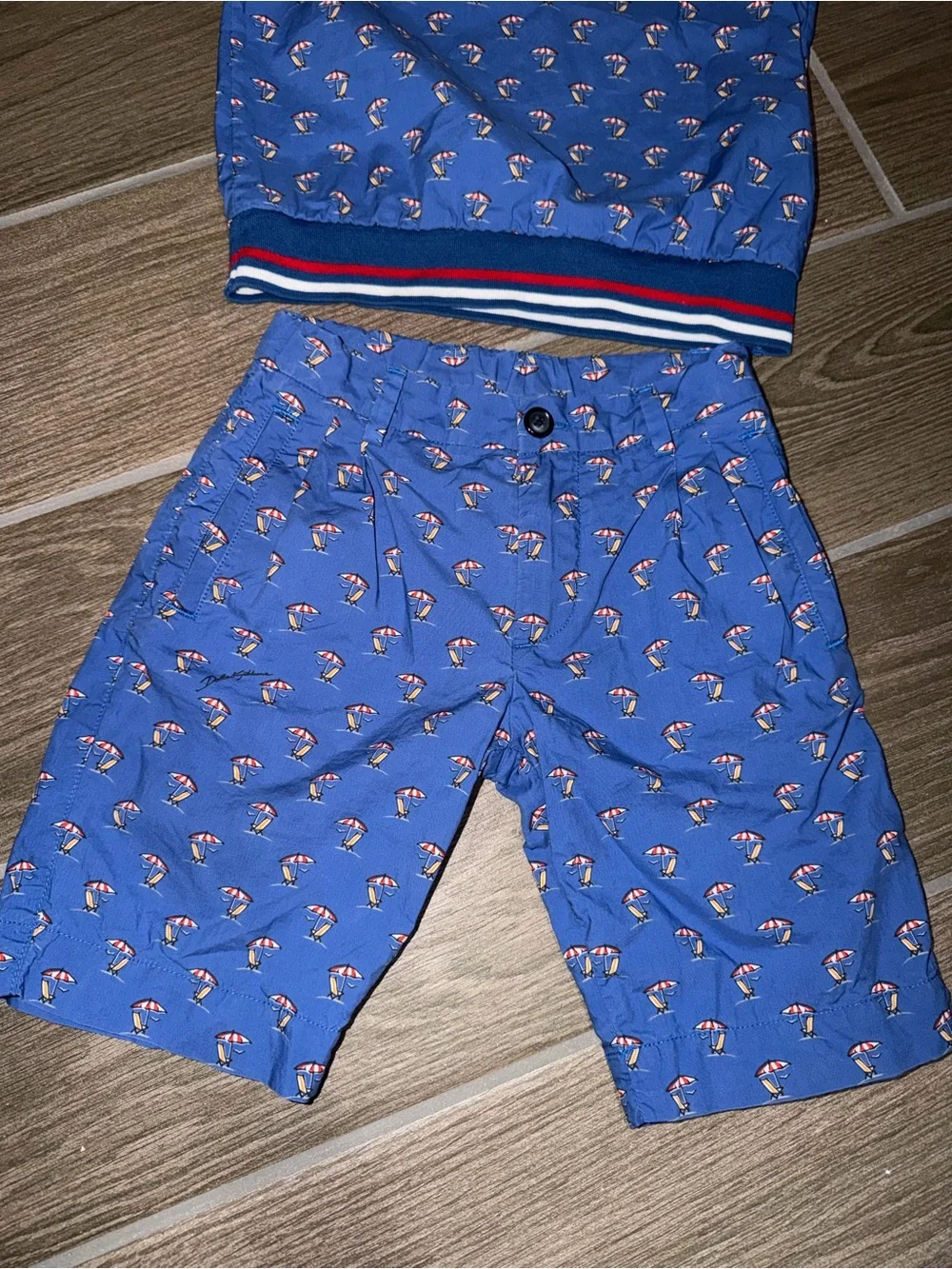 Dolce & Gabbana Boys Blue Polo-Style Set with Striped Trim